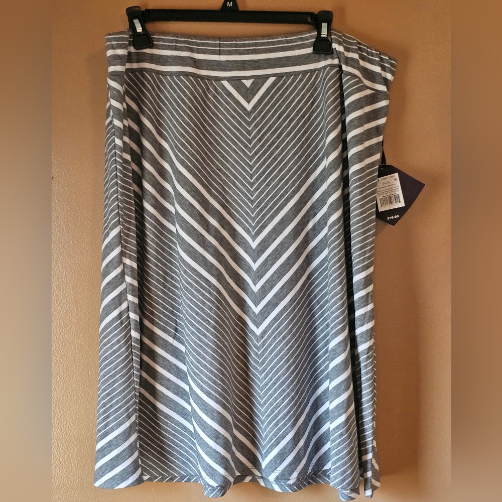 Ava & Viv Gray White Midi Pencil Skirt for Night Out